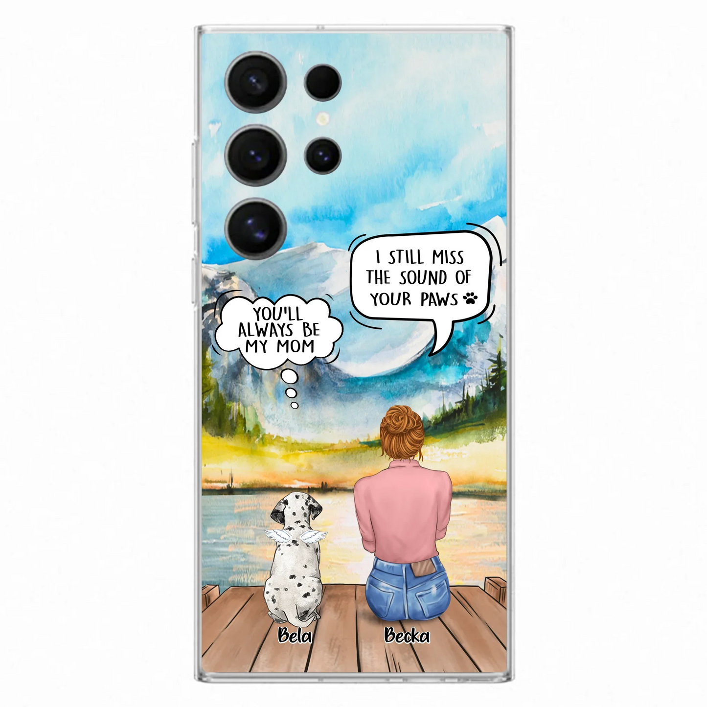 Custom Personalized Memorial Pet Mom Phone Case - Woman With Upto 5 Pets - Best Gift For Pet Lover - It's So Hard To Say Goodbye - Case For Iphone/Samsung