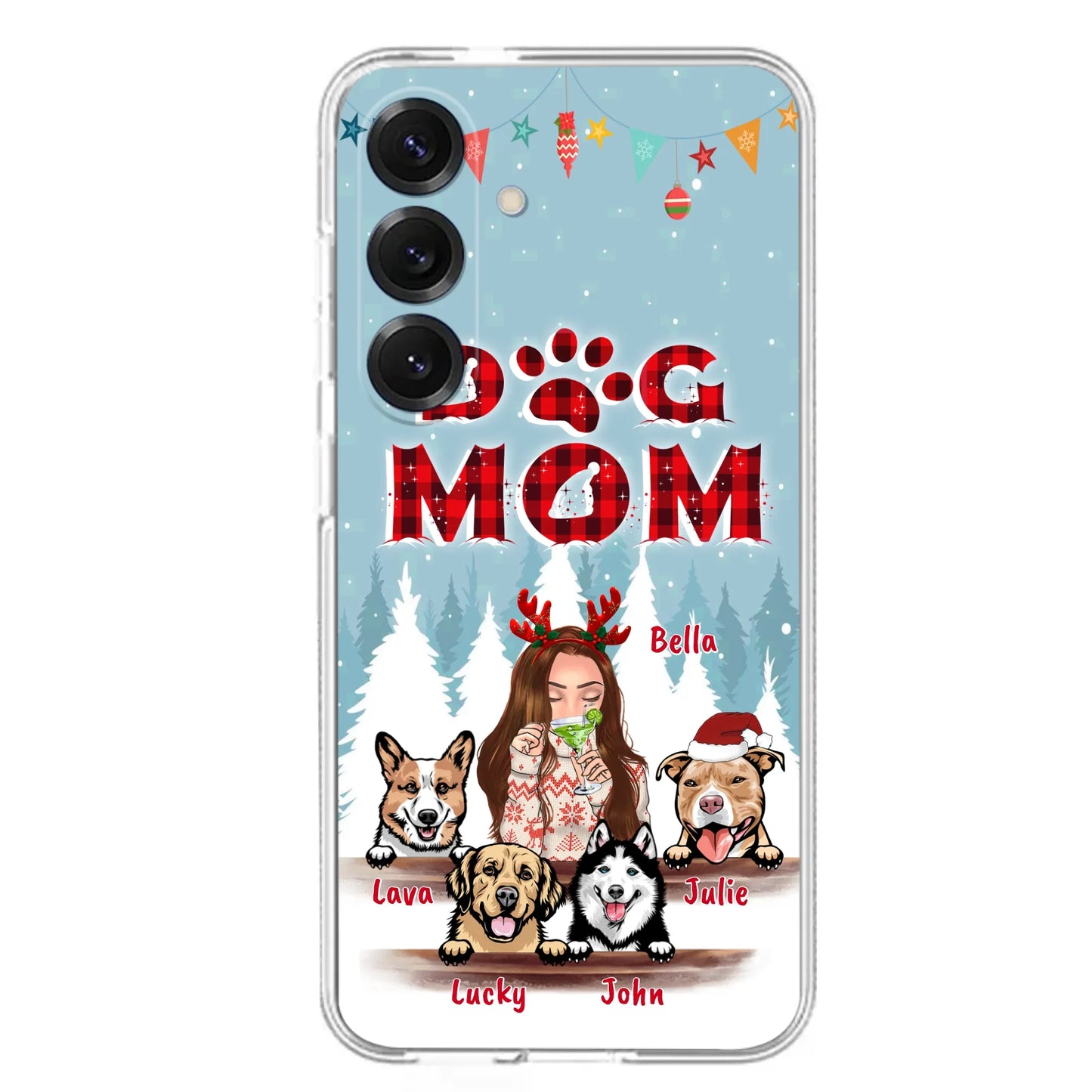 Custom Personalized Pet Mom Xmas Phone Case - Upto 4 Pets - Best Gift For Dog/Cat Lover - Case For Iphone/Samsung - 2T7CRT