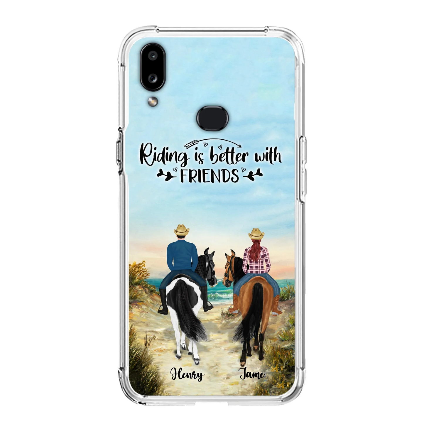 Custom Personalized Friend Riding Horse Phone Case - Best Gift For Horse Love -Riding Is Better With Friends - Case For iPhone And Samsung