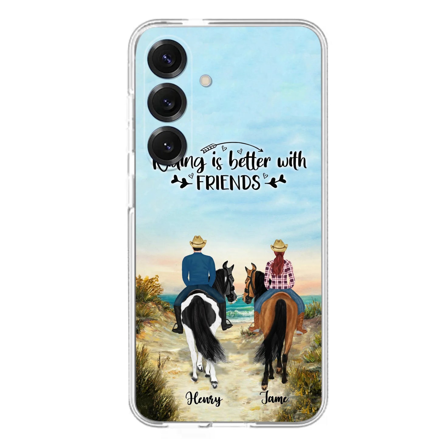Custom Personalized Friend Riding Horse Phone Case - Best Gift For Horse Love -Riding Is Better With Friends - Case For iPhone And Samsung