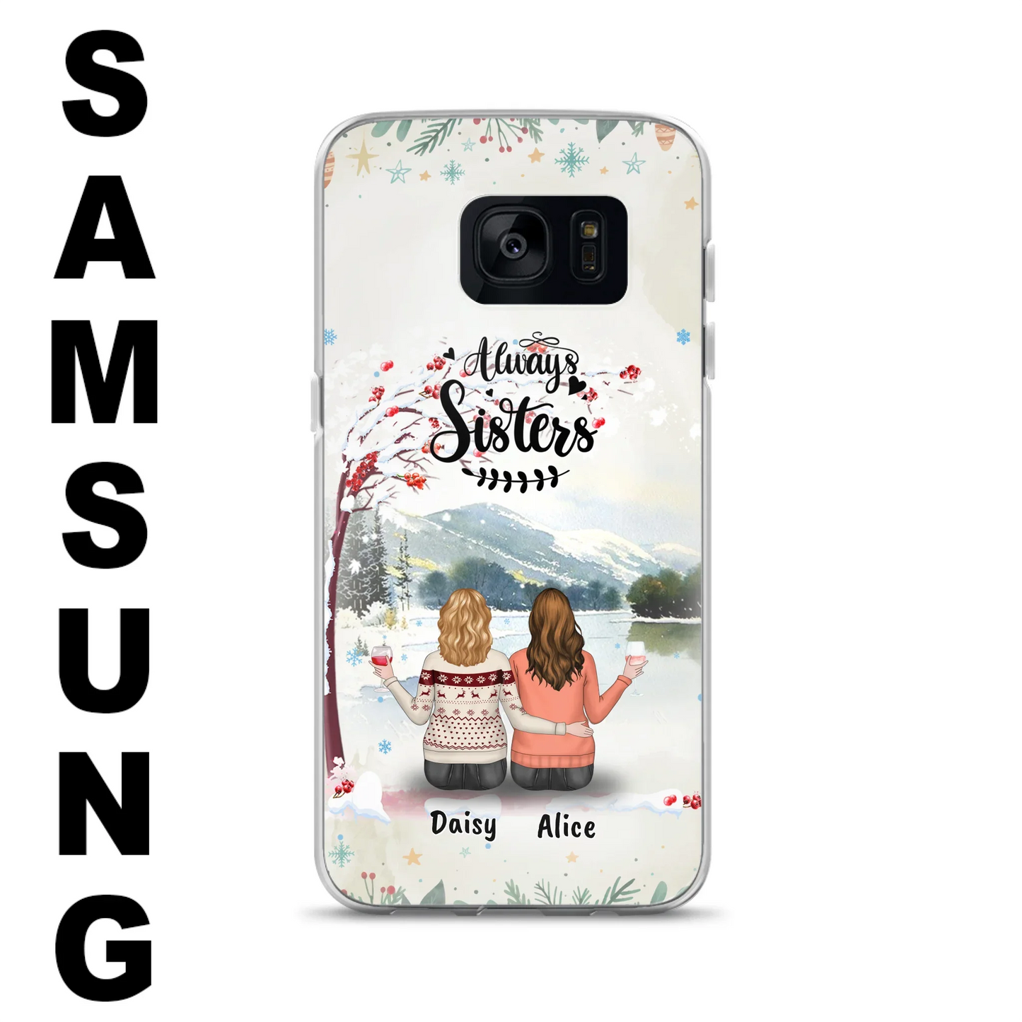 Custom Personalized Sisters Phone Case - Christmas/Autumn/Winter Sisters - Upto 3 Girls - Best Gift For Friends - Phone Case For iPhone And Samsung