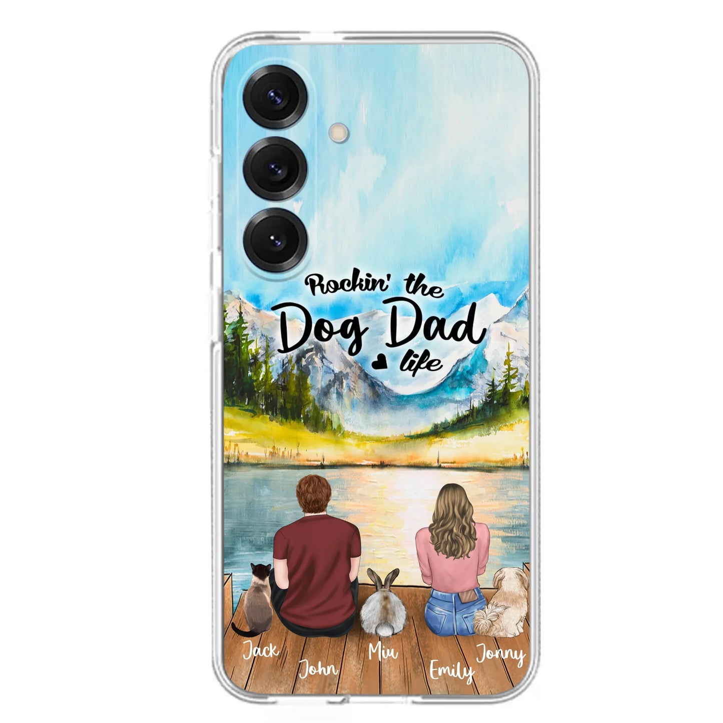 Custom Personalized Pet Couple Phone Case - Couple With Upto 3 Pets - Case For iPhone And Samsung