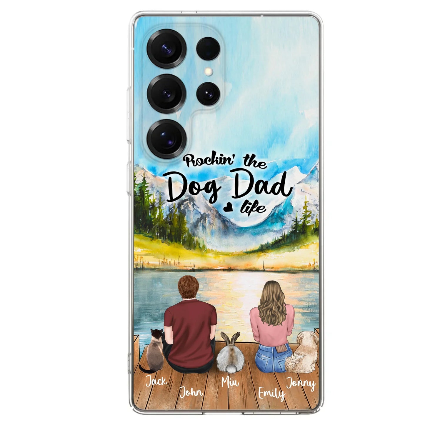 Custom Personalized Pet Couple Phone Case - Couple With Upto 3 Pets - Case For iPhone And Samsung
