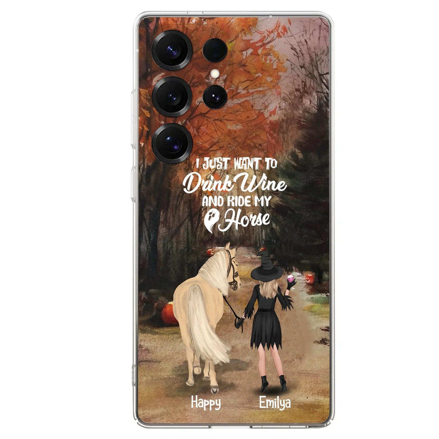 Custom Personalized Horse Witch Phone Case - Halloween Gift For Horse Lover - Drink Wine And Rise My Horse - Case For iPhone And Samsung - EQRIYV