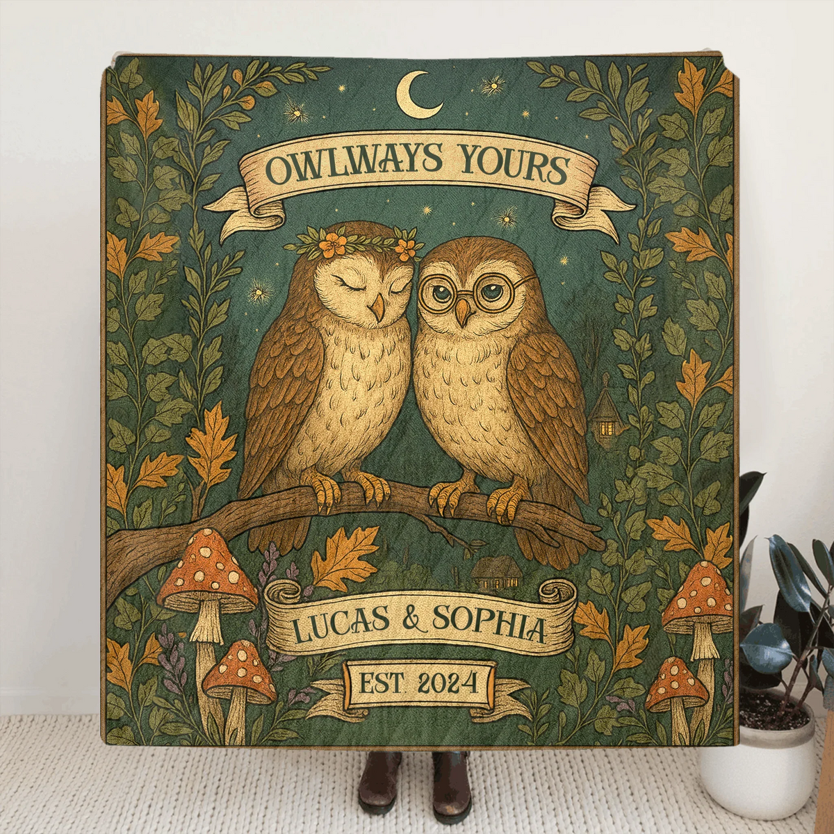 Personalized Couple Cottage Quilt/Fleece Throw Blanket - Gift Idea For Couple - Owlways Yours