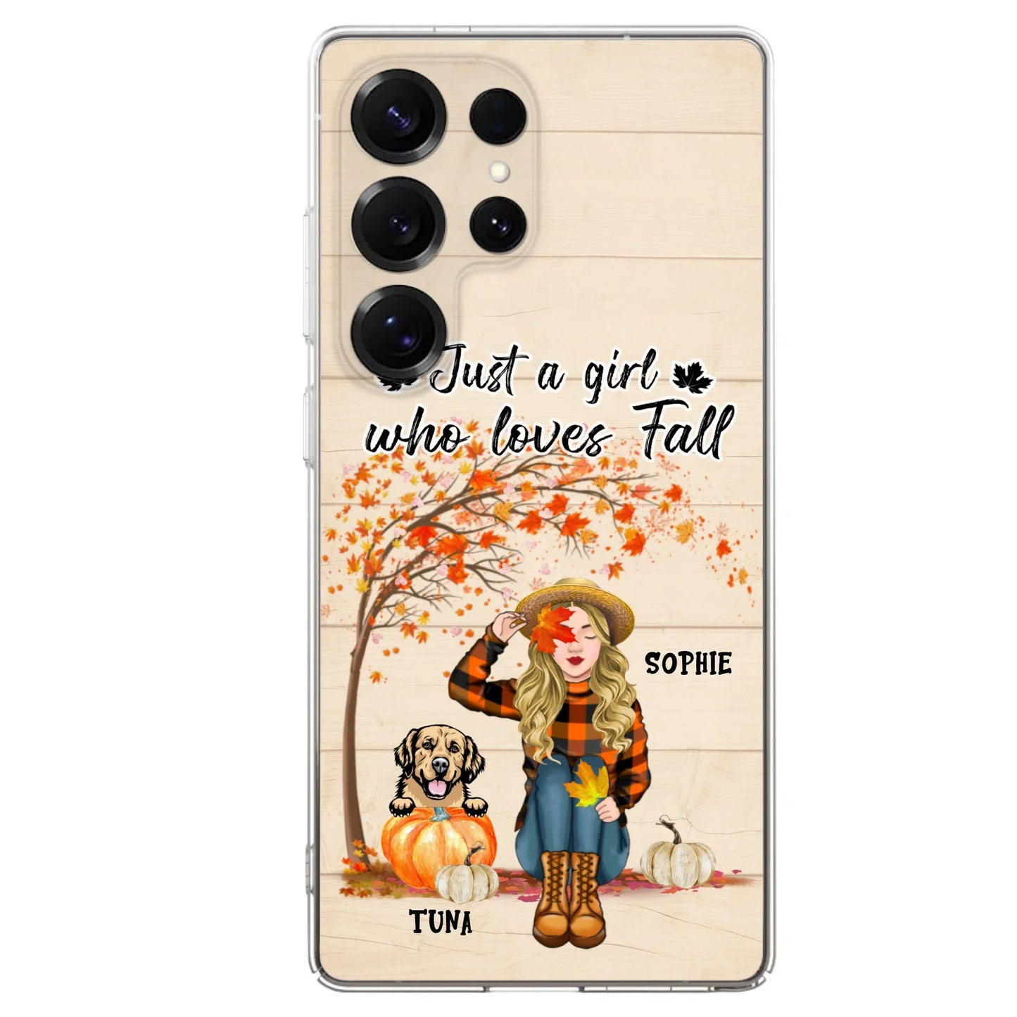 Custom Personalized Fall Dog Mom Phone Case- Upto 4 Pets - Best Gift For Dog Lovers - Just A Girl Who Loves Fall - Case For Iphone Samsung - MTJKZW
