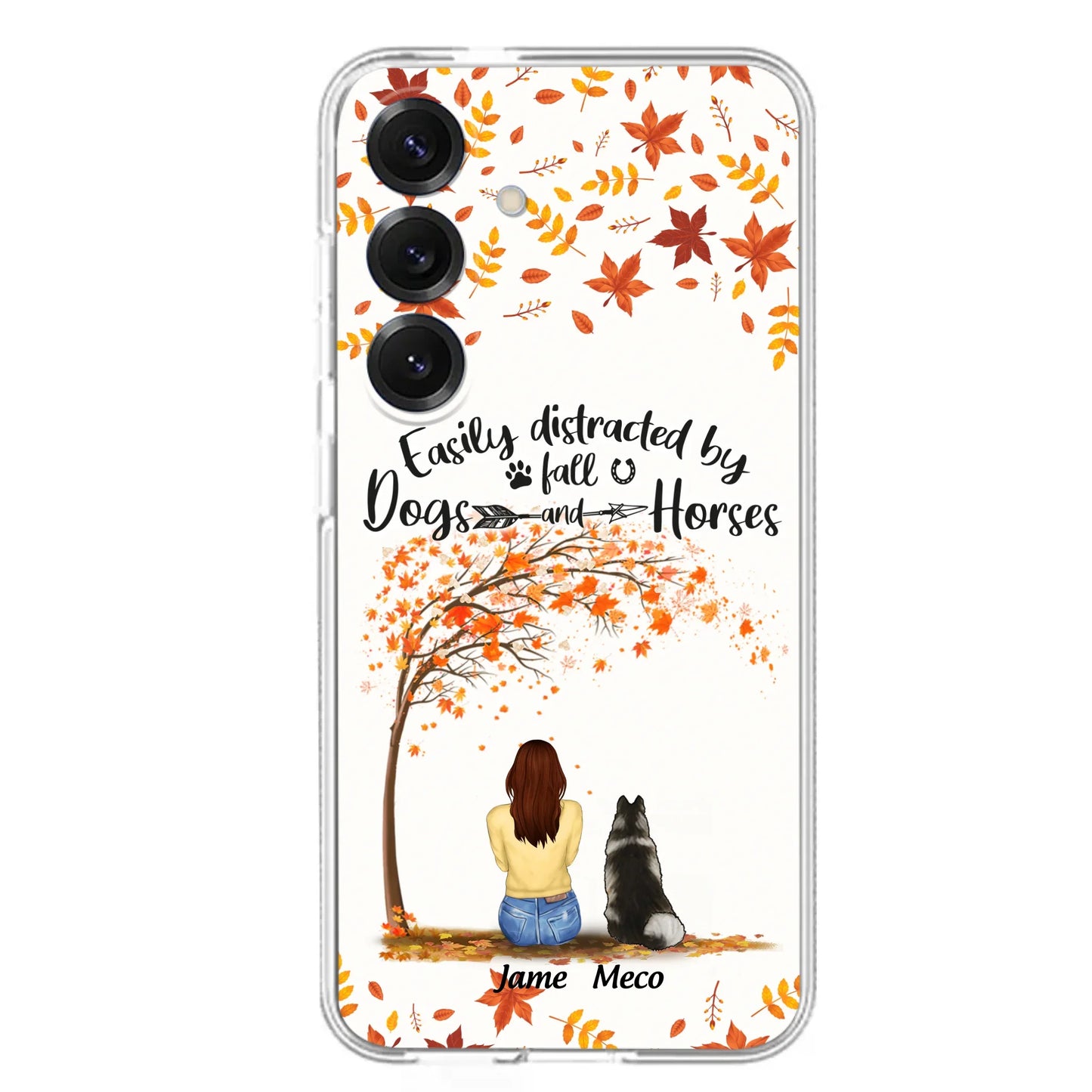 Custom Personalized Horse Dog Mom In Autumn Phone Case - Upto 3 Horses/ Dogs  - Case For iPhone And Samsung