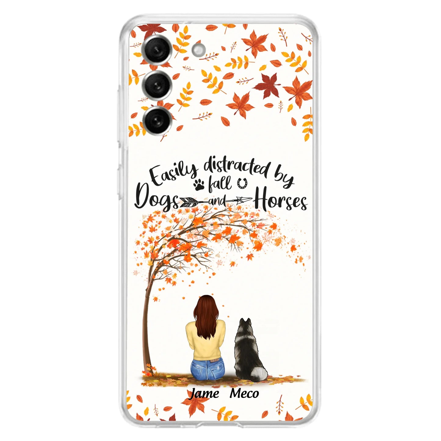 Custom Personalized Horse Dog Mom In Autumn Phone Case - Upto 3 Horses/ Dogs  - Case For iPhone And Samsung