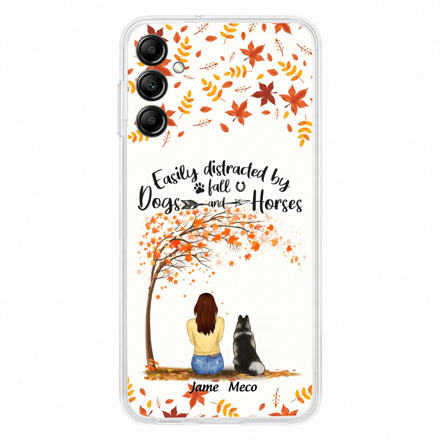 Custom Personalized Horse Dog Mom In Autumn Phone Case - Upto 3 Horses/ Dogs  - Case For iPhone And Samsung