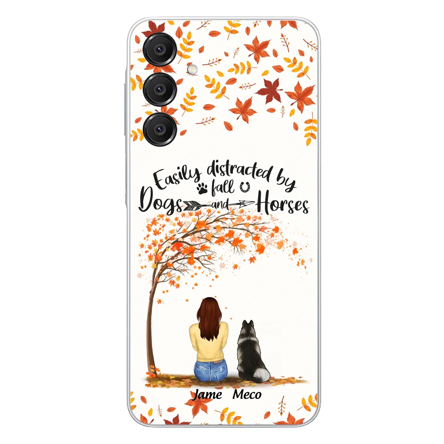 Custom Personalized Horse Dog Mom In Autumn Phone Case - Upto 3 Horses/ Dogs  - Case For iPhone And Samsung