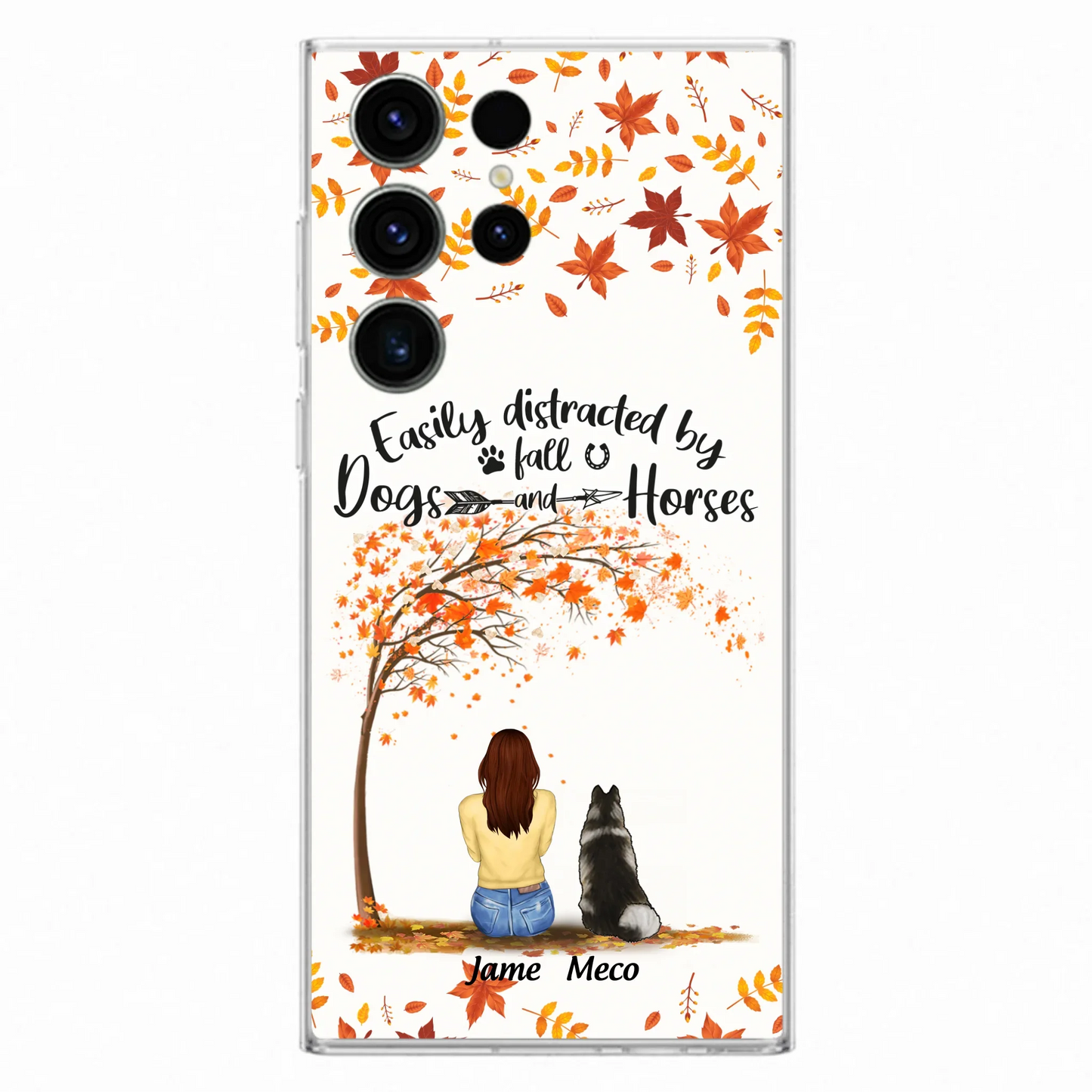 Custom Personalized Horse Dog Mom In Autumn Phone Case - Upto 3 Horses/ Dogs  - Case For iPhone And Samsung
