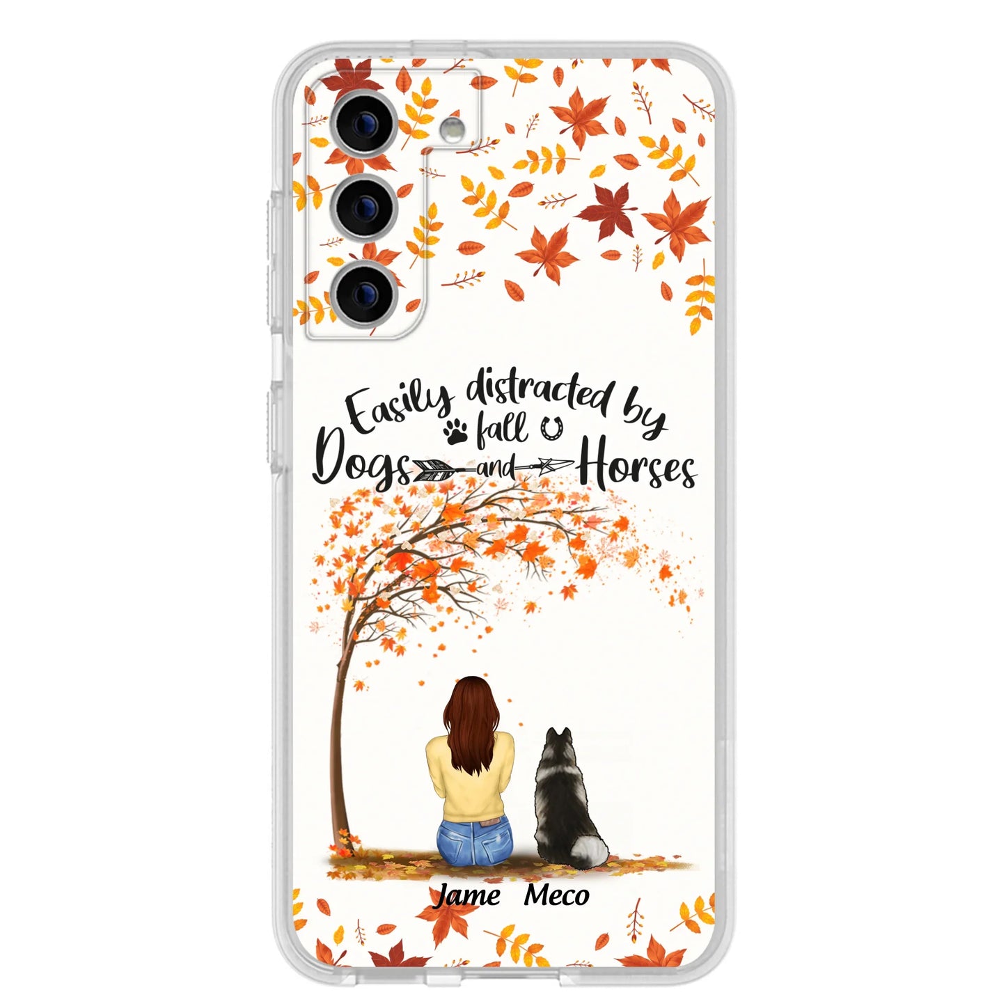Custom Personalized Horse Dog Mom In Autumn Phone Case - Upto 3 Horses/ Dogs  - Case For iPhone And Samsung