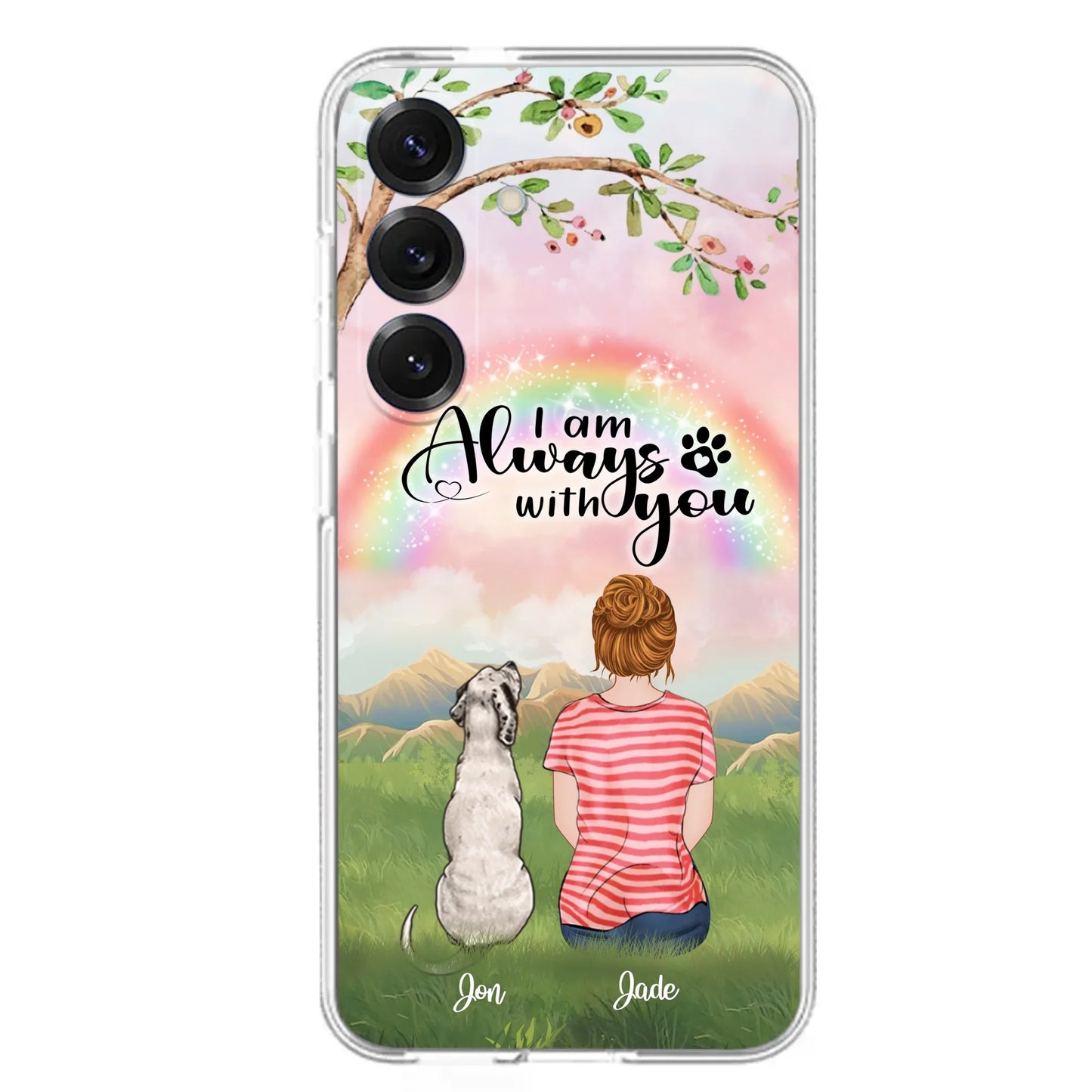 Custom Personalized Dog Mom/Dad Phone Case - Upto 4 Dogs - Best Gift For Dog Lover - I Am Always With You - Case For Iphone Samsung - 5BWJPA