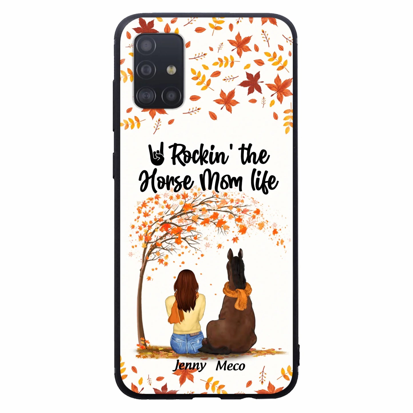 Custom Personalized Horse Mom In Autumn Phone Case - Girl With Upto 3 Horses - Case For iPhone And Samsung