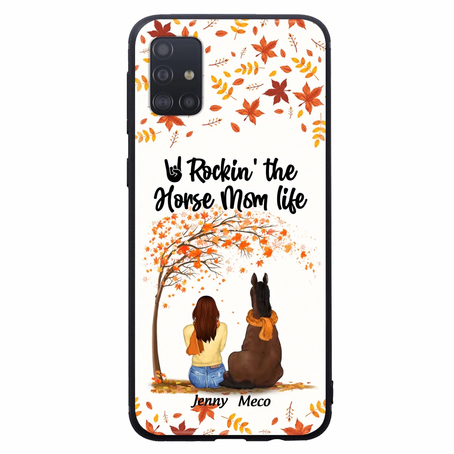 Custom Personalized Horse Mom In Autumn Phone Case - Girl With Upto 3 Horses - Case For iPhone And Samsung