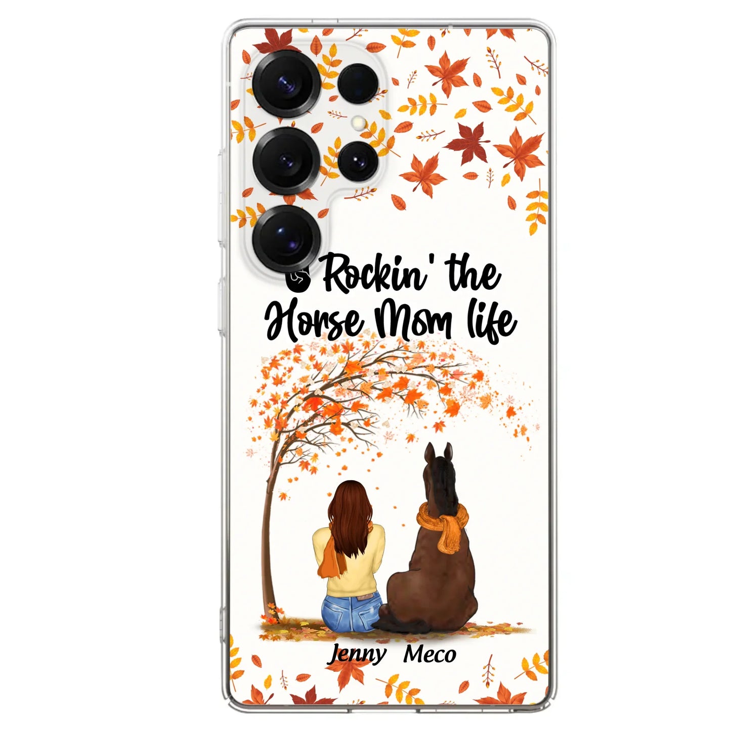 Custom Personalized Horse Mom In Autumn Phone Case - Girl With Upto 3 Horses - Case For iPhone And Samsung