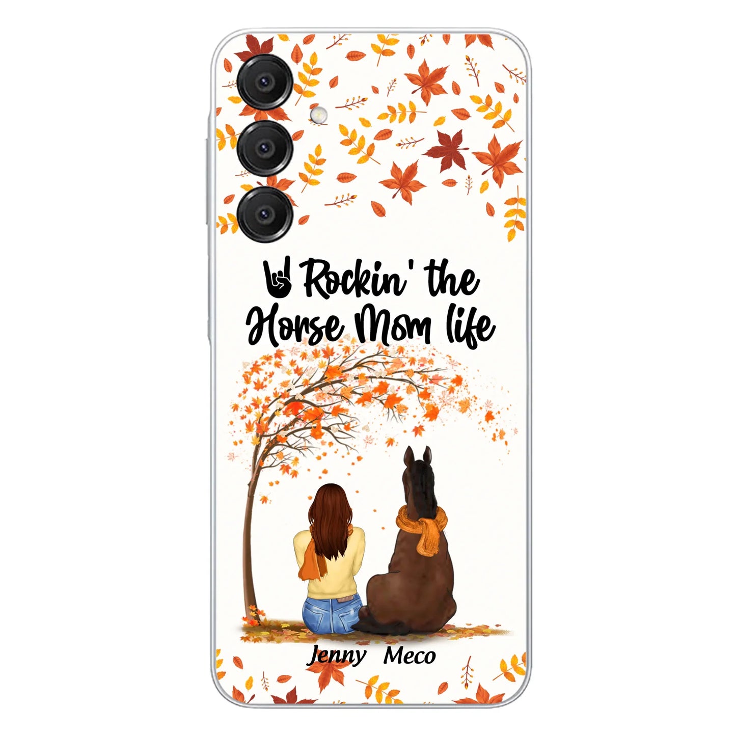 Custom Personalized Horse Mom In Autumn Phone Case - Girl With Upto 3 Horses - Case For iPhone And Samsung