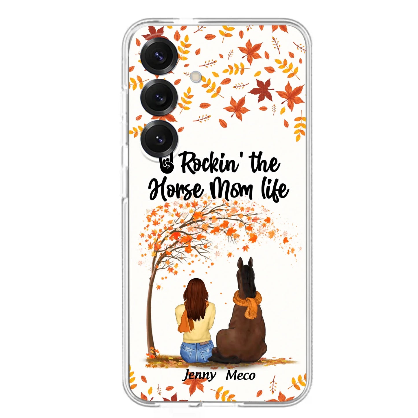 Custom Personalized Horse Mom In Autumn Phone Case - Girl With Upto 3 Horses - Case For iPhone And Samsung