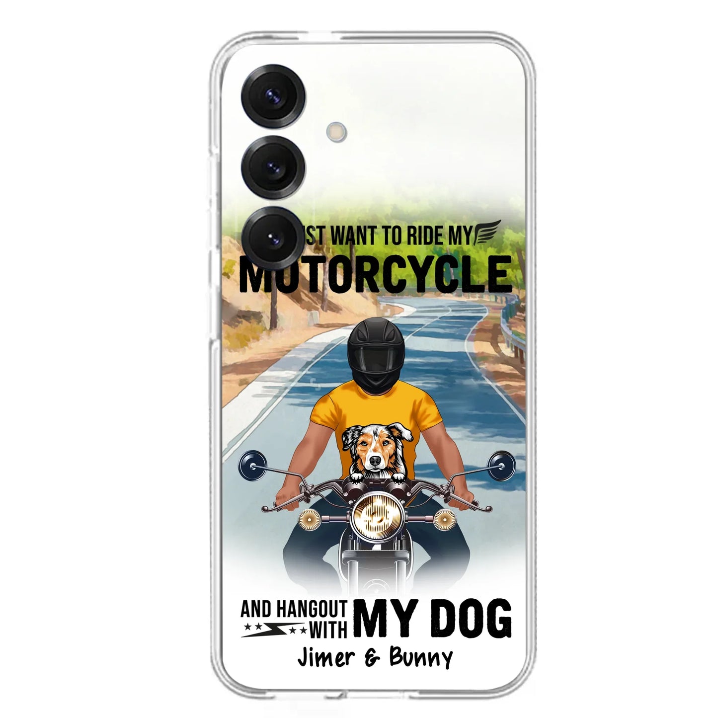 Custom Personalized Dog With Biker Phone Case - Upto 3 Dogs - Gifts For Dog Lover - Hangout With My Dog - Phone Case For iPhone And Samsung
