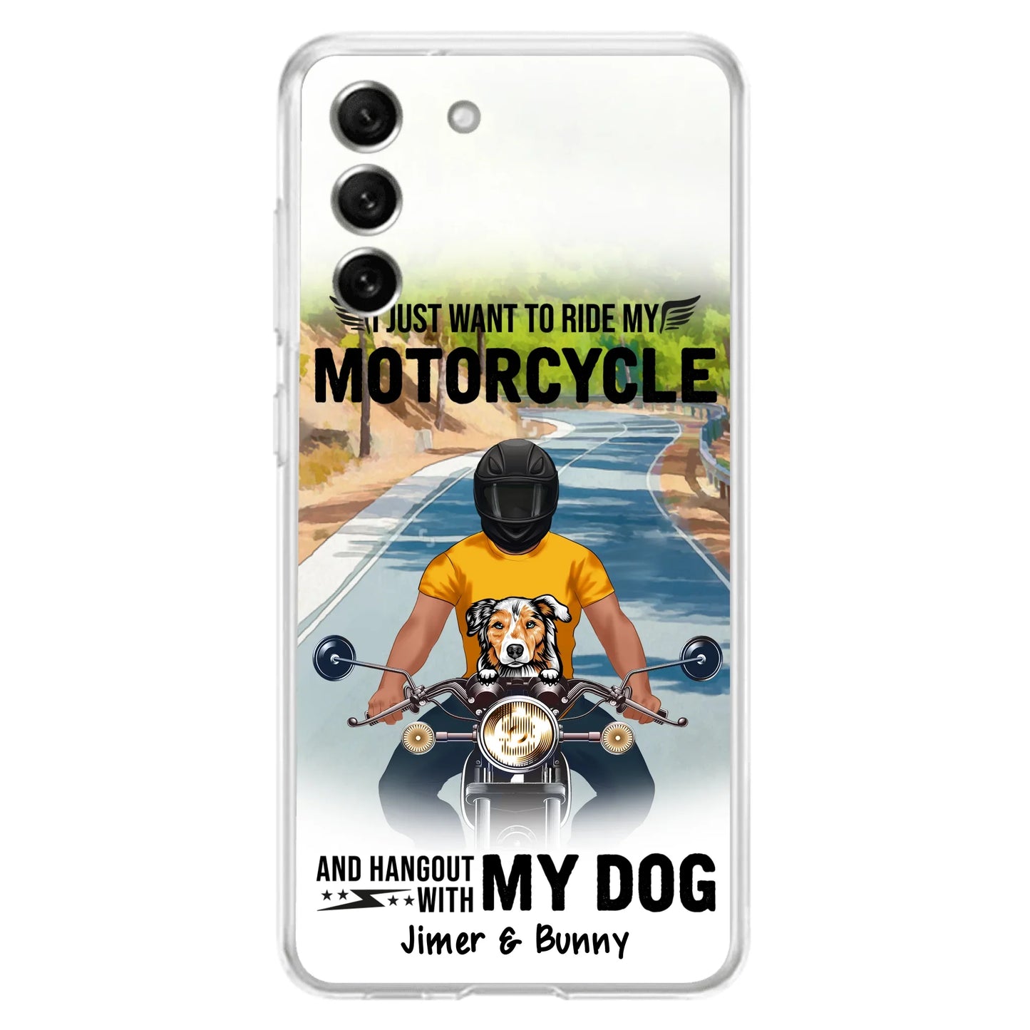 Custom Personalized Dog With Biker Phone Case - Upto 3 Dogs - Gifts For Dog Lover - Hangout With My Dog - Phone Case For iPhone And Samsung