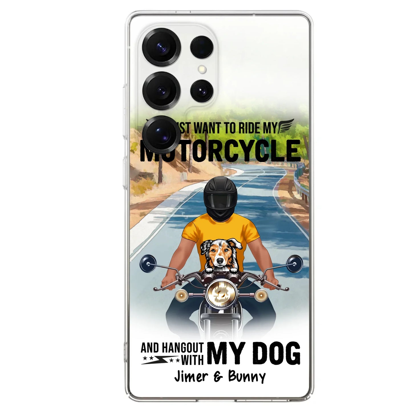 Custom Personalized Dog With Biker Phone Case - Upto 3 Dogs - Gifts For Dog Lover - Hangout With My Dog - Phone Case For iPhone And Samsung