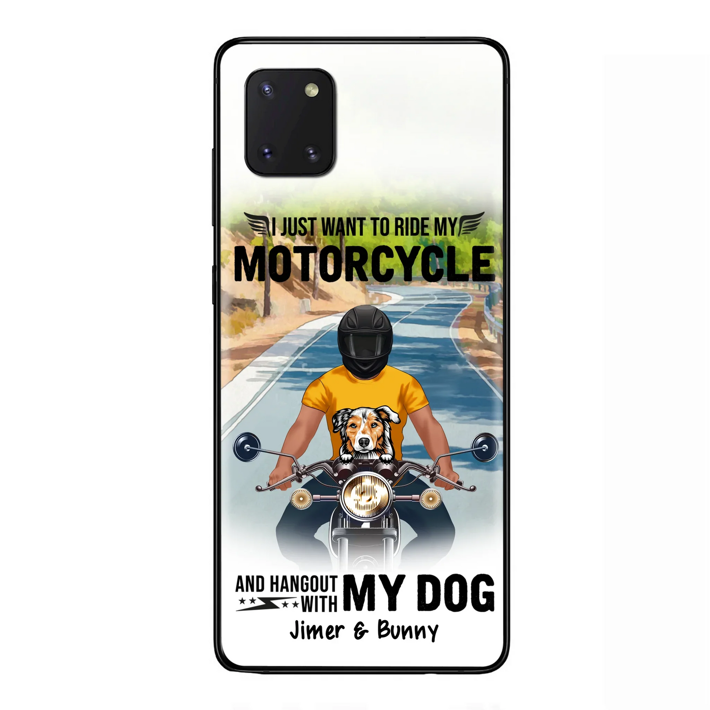 Custom Personalized Dog With Biker Phone Case - Upto 3 Dogs - Gifts For Dog Lover - Hangout With My Dog - Phone Case For iPhone And Samsung