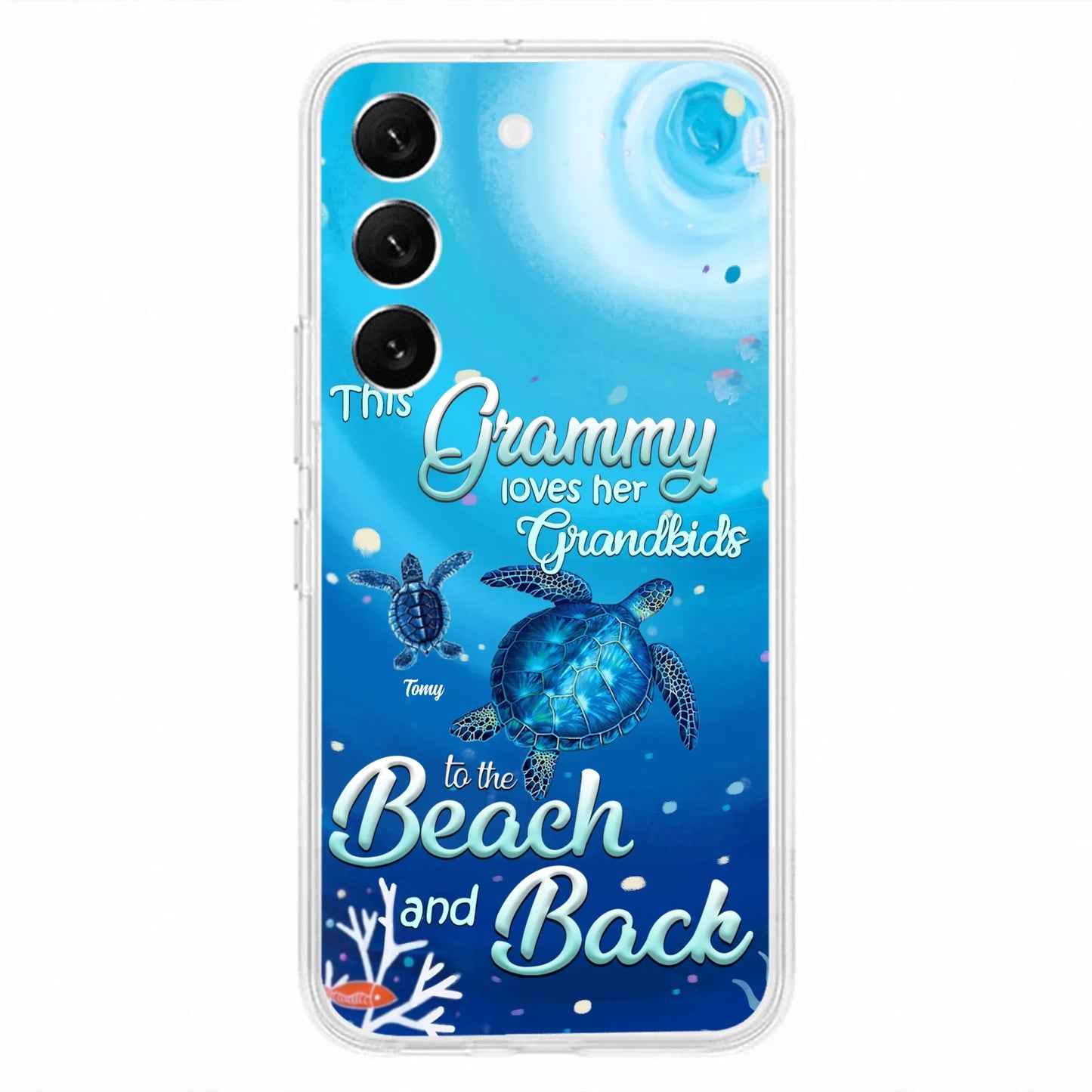 Custom Personalized Grandma Turtle Phone Case - Upto 6 Turtles - This Grammy Loves Her Grandkids To The Beach And Back - For iPhone And Samsung Phone Case - HWDFYR