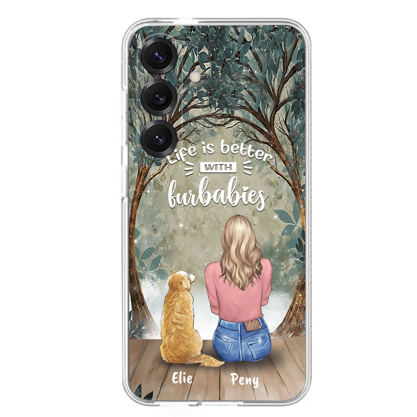 Custom Personalized Pet Mom Phone Case - Girl With Upto 5 Pets - Life Is Better With Furbabies -Phone Case For iPhone And Samsung