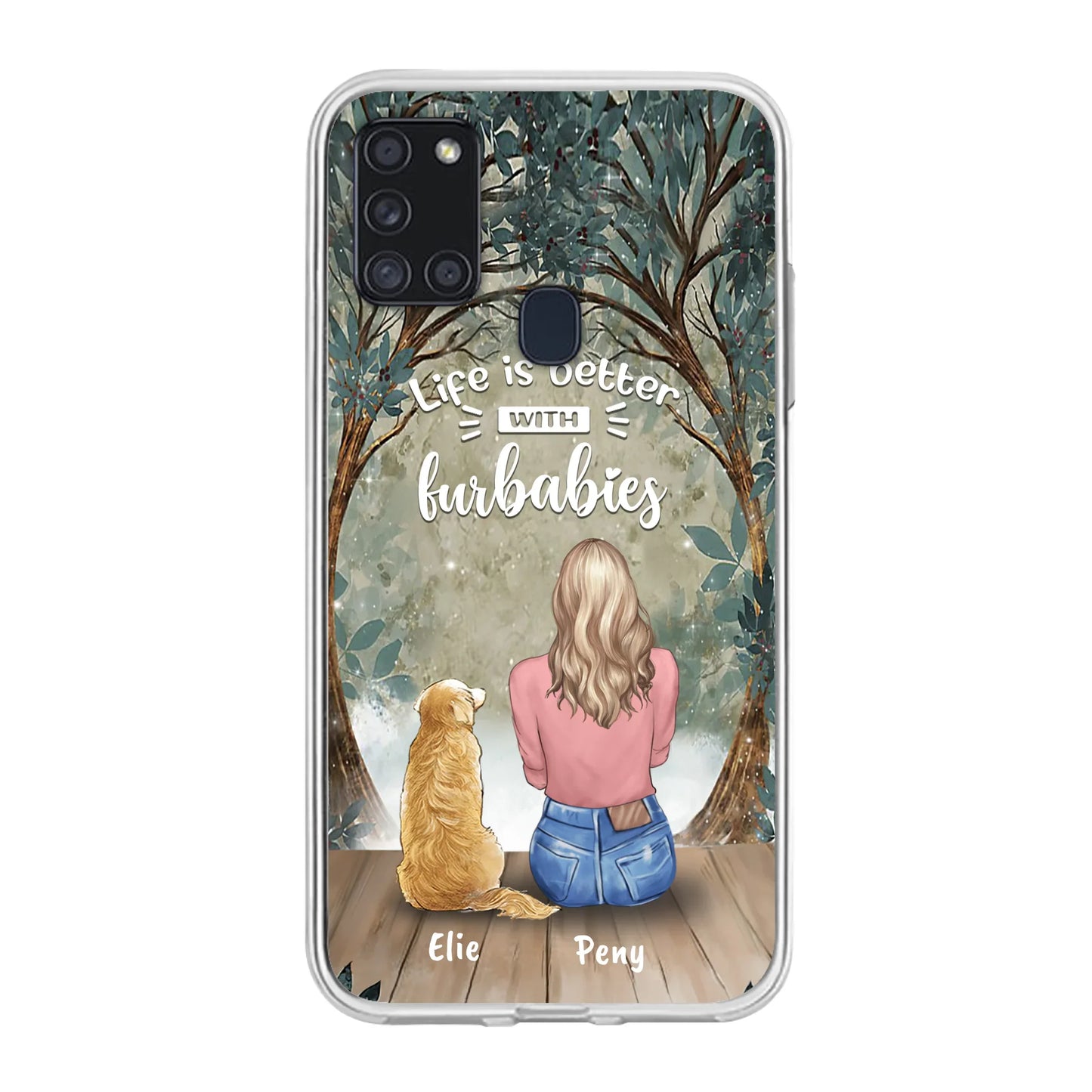 Custom Personalized Pet Mom Phone Case - Girl With Upto 5 Pets - Life Is Better With Furbabies -Phone Case For iPhone And Samsung