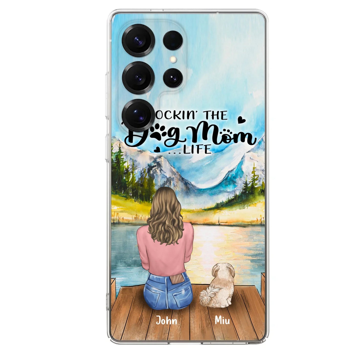 Custom Personalized Dog Mom Phone Case - Gifts For Dog Lover With Upto 7 Dogs - Rockin' The Dog Mom Life