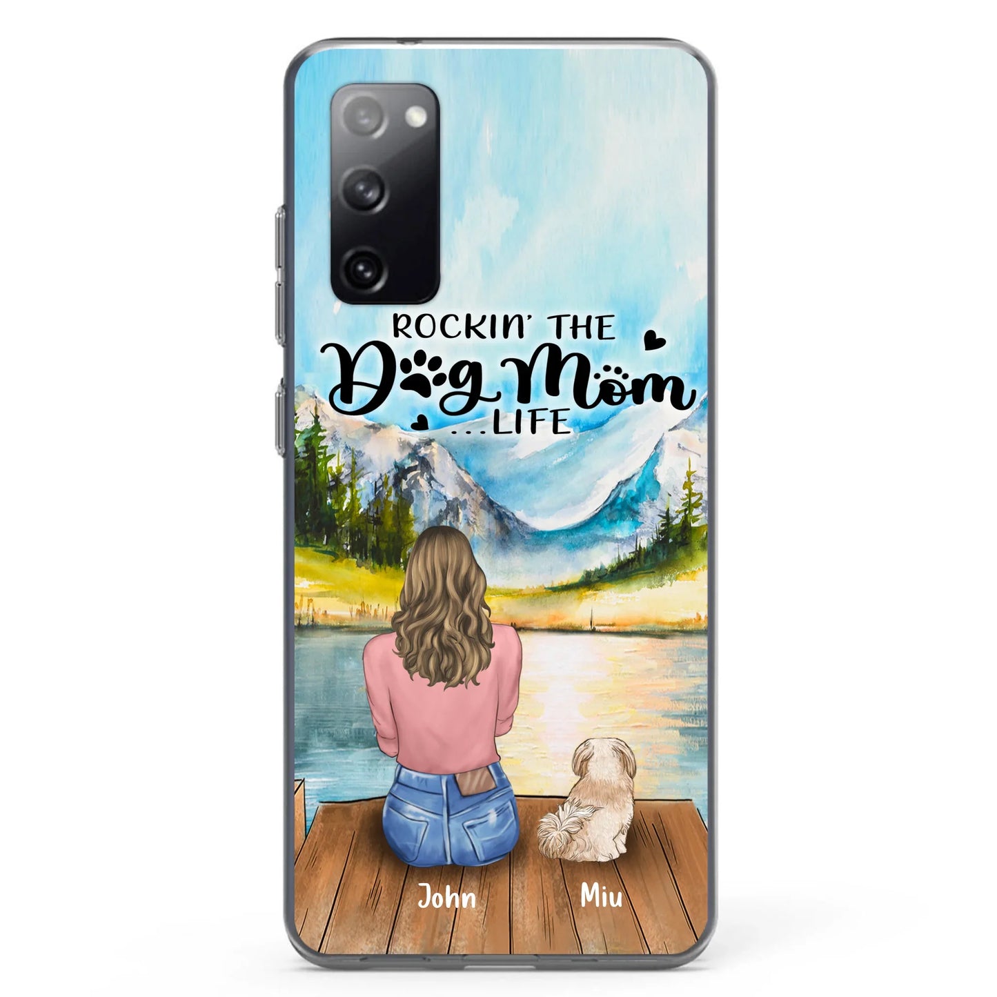 Custom Personalized Dog Mom Phone Case - Gifts For Dog Lover With Upto 7 Dogs - Rockin' The Dog Mom Life