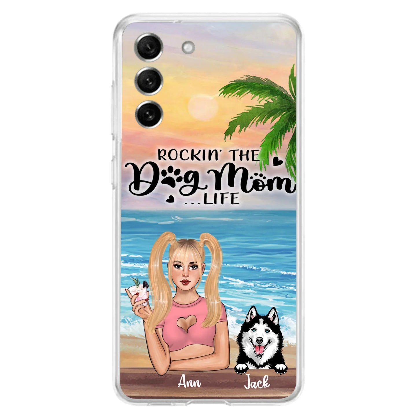 Custom Personalized Dog Mom Phone Case - Rockin' The Dog Mom Life