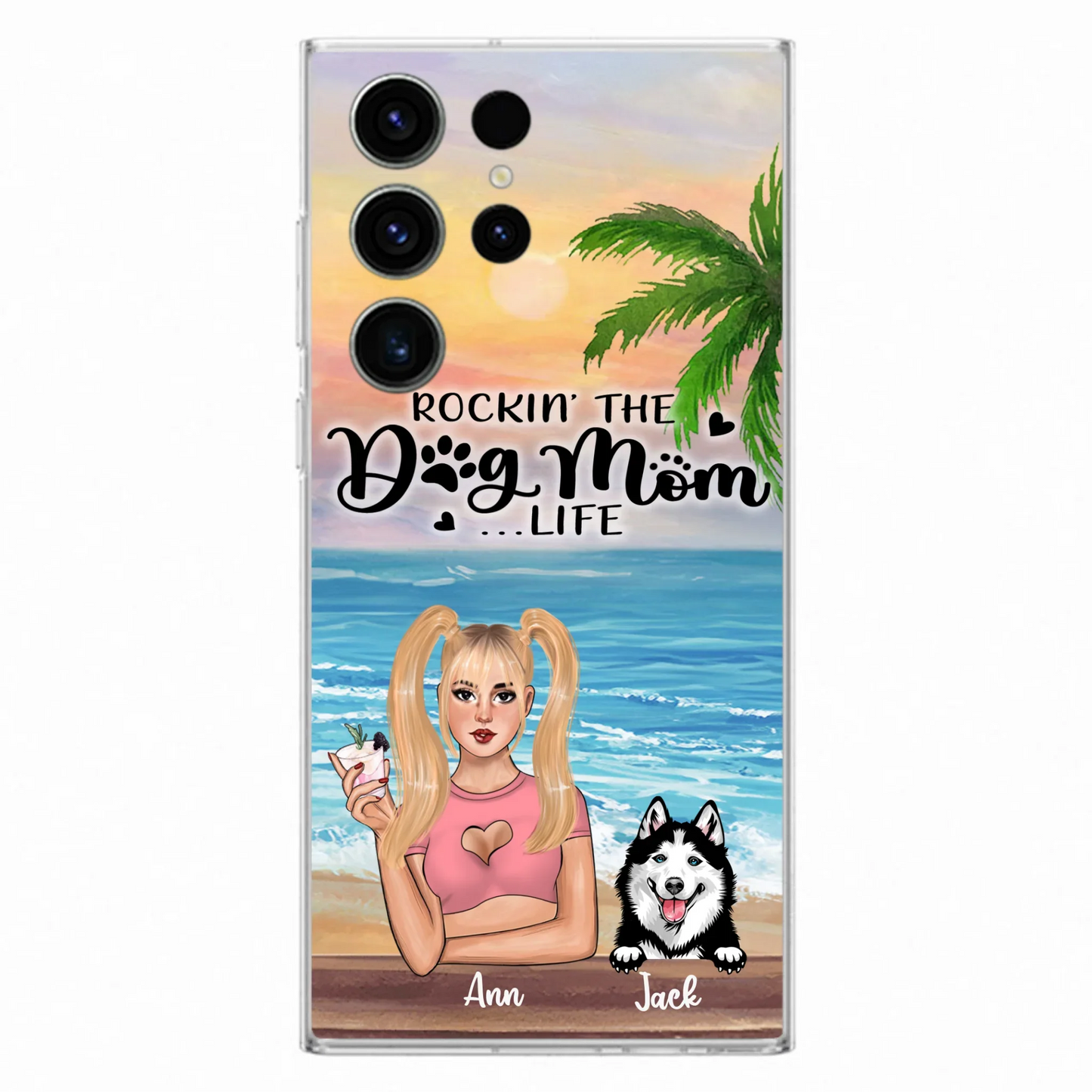 Custom Personalized Dog Mom Phone Case - Rockin' The Dog Mom Life