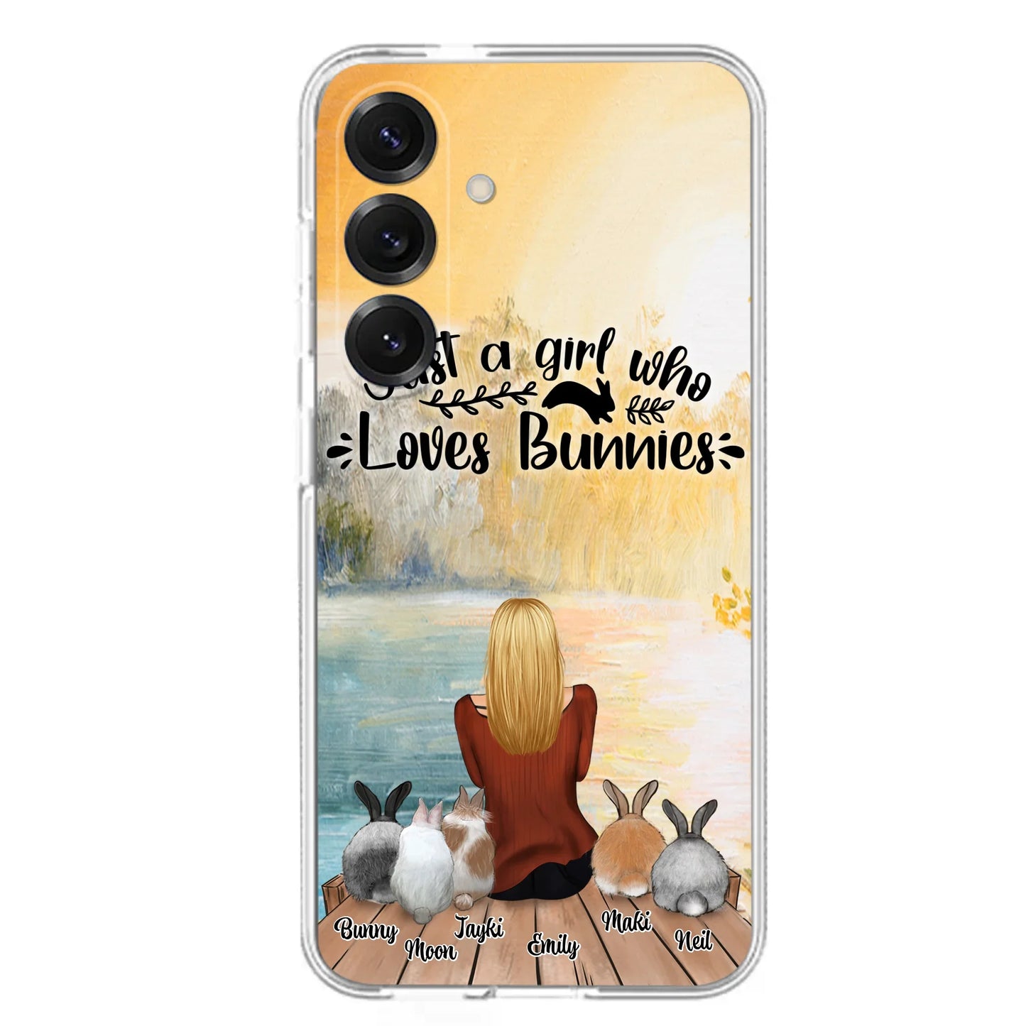 Custom Personalized Rabbit Mom Phone Case - Gifts For Rabbit Lovers With Upto 5 Rabbits - Just A Gril Who Loves Bunnies