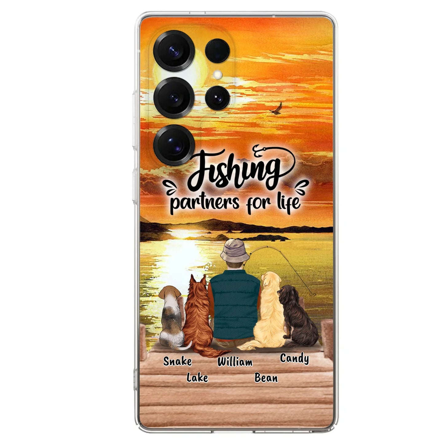 Custom Personalized Fishing Man Phone Case - Upto 4 Dogs - Phone Case For iPhone and Samsung - 4TC88X