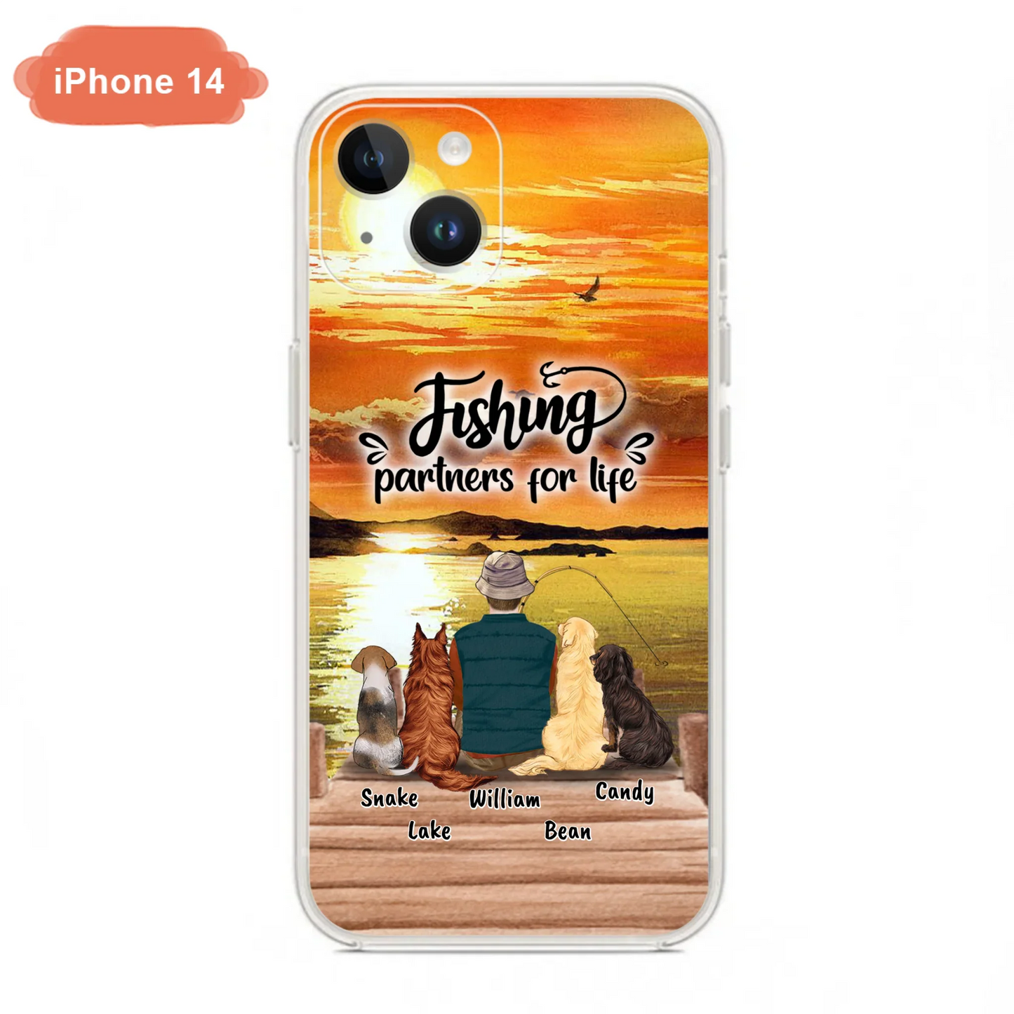 Custom Personalized Fishing Man Phone Case - Upto 4 Dogs - Phone Case For iPhone and Samsung - 4TC88X