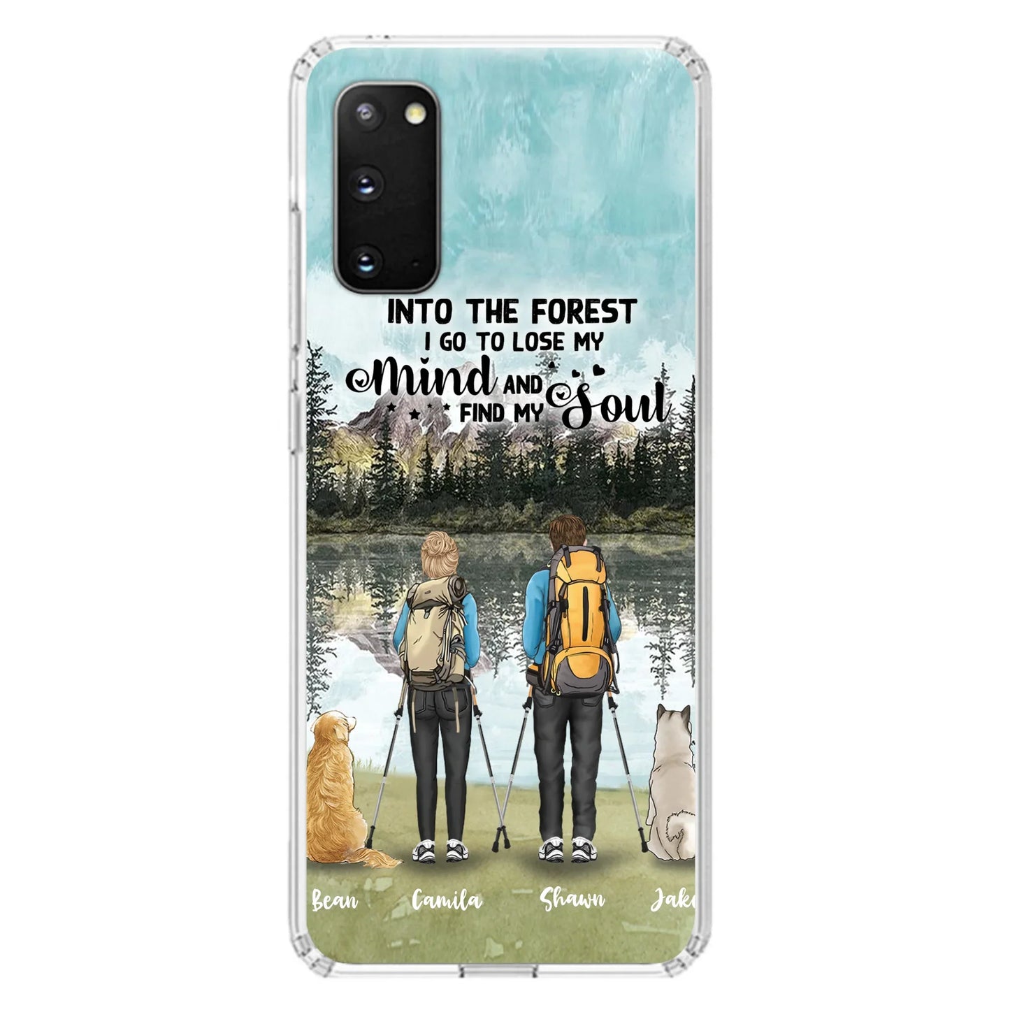 Custom Personalized Hiking Couple With Dogs Phone Case - Couple With Upto 2 Pets - Case For iPhone and Samsung - Q67GXN