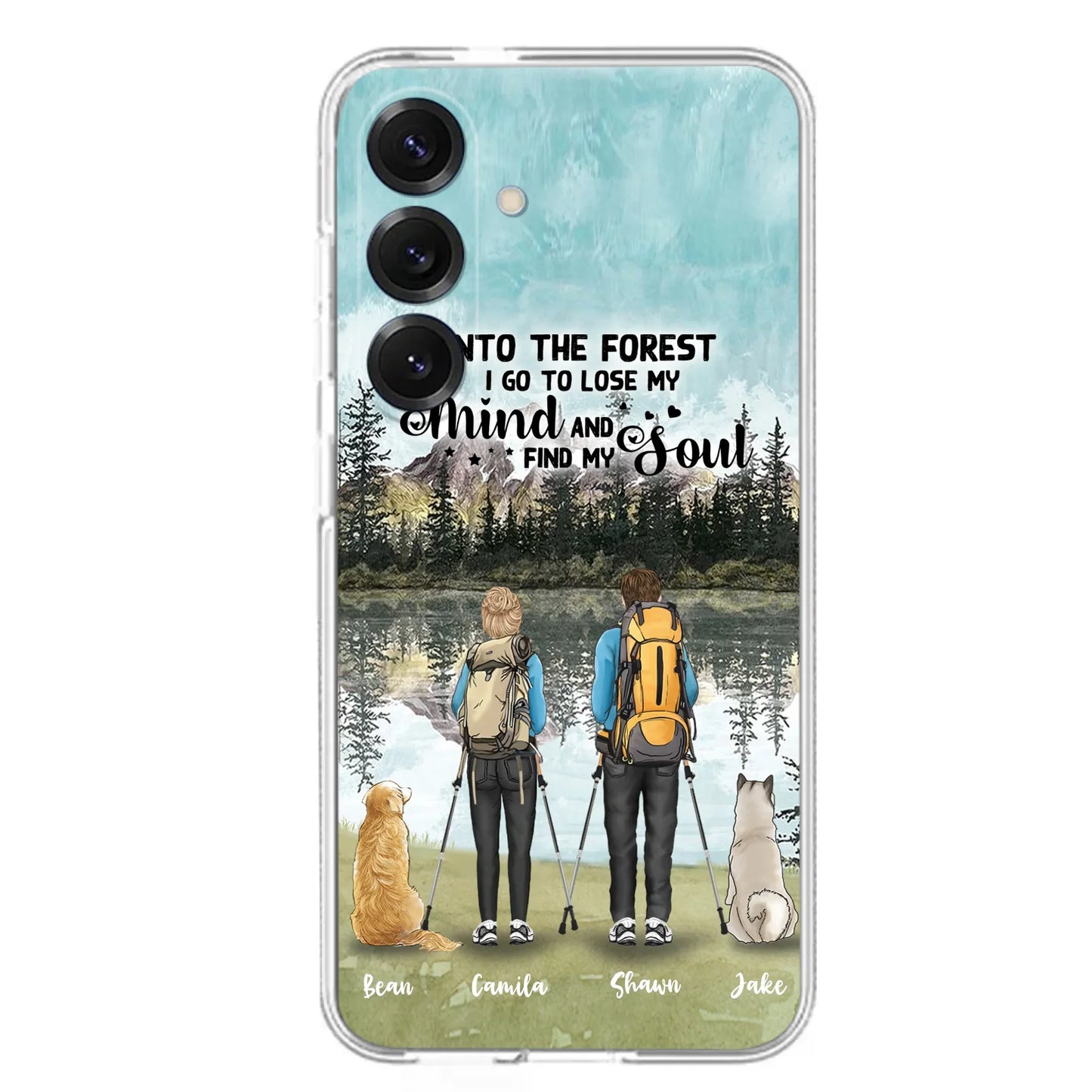 Custom Personalized Hiking Couple With Dogs Phone Case - Couple With Upto 2 Pets - Case For iPhone and Samsung - Q67GXN