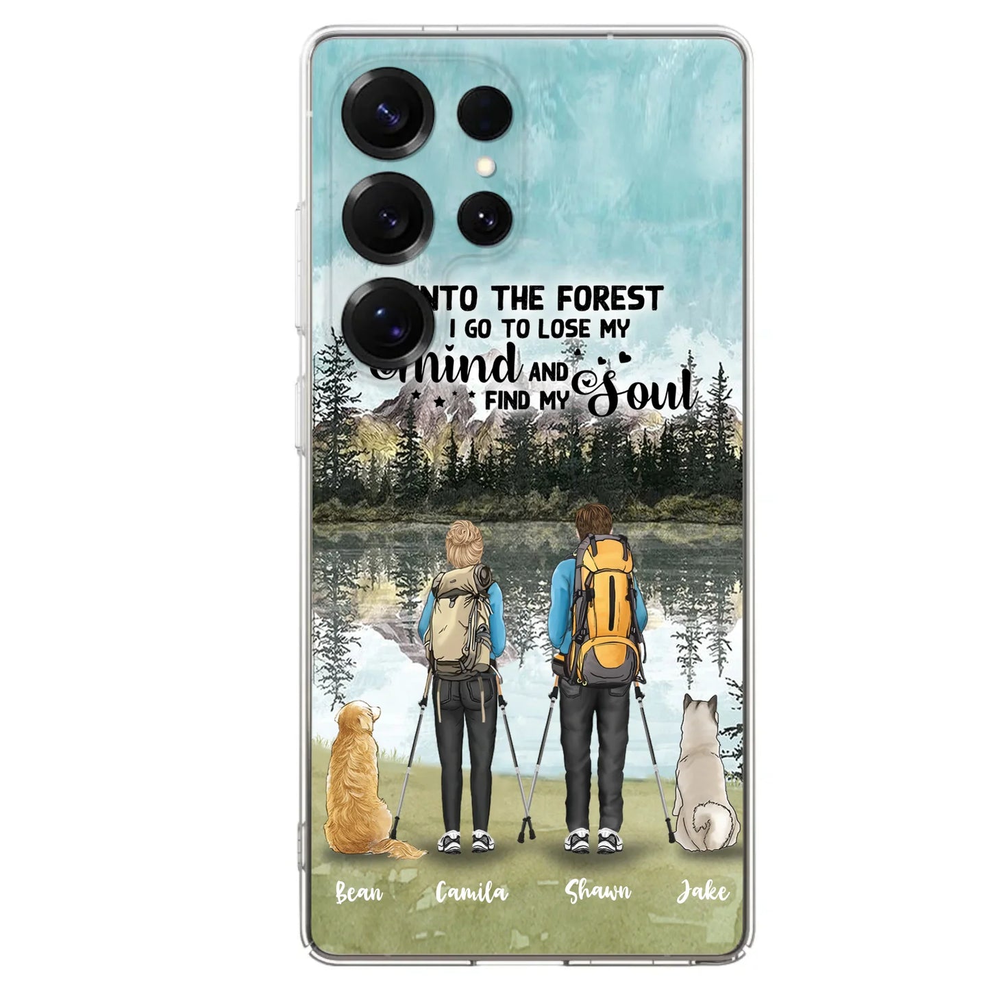 Custom Personalized Hiking Couple With Dogs Phone Case - Couple With Upto 2 Pets - Case For iPhone and Samsung - Q67GXN