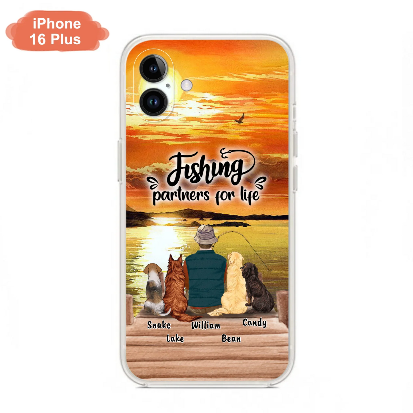 Custom Personalized Fishing Man Phone Case - Upto 4 Dogs - Phone Case For iPhone and Samsung - 4TC88X