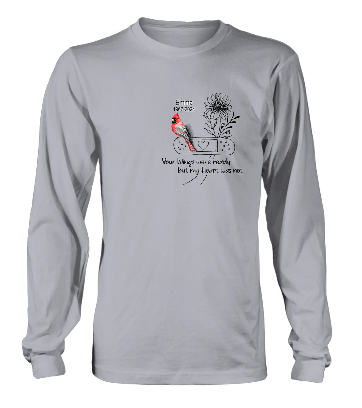 Personalized Memorial Cardinal Unisex T-shirt/Long Sleeve/Sweatshirt/Hoodie - Memorial Gift Idea - Your Wings Were Ready But My Heart Was Not