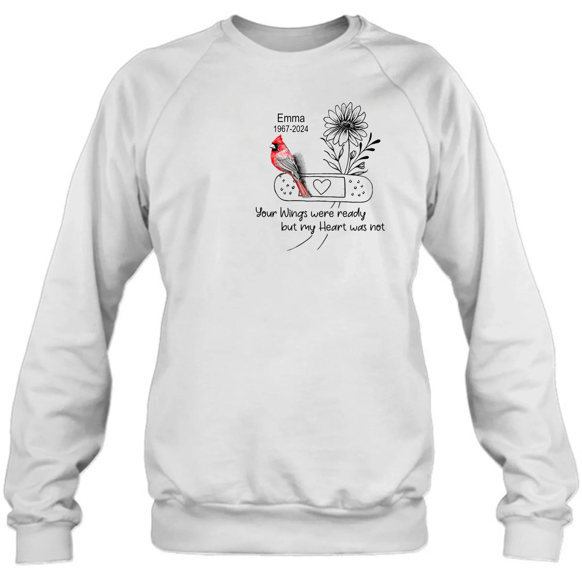 Personalized Memorial Cardinal Unisex T-shirt/Long Sleeve/Sweatshirt/Hoodie - Memorial Gift Idea - Your Wings Were Ready But My Heart Was Not