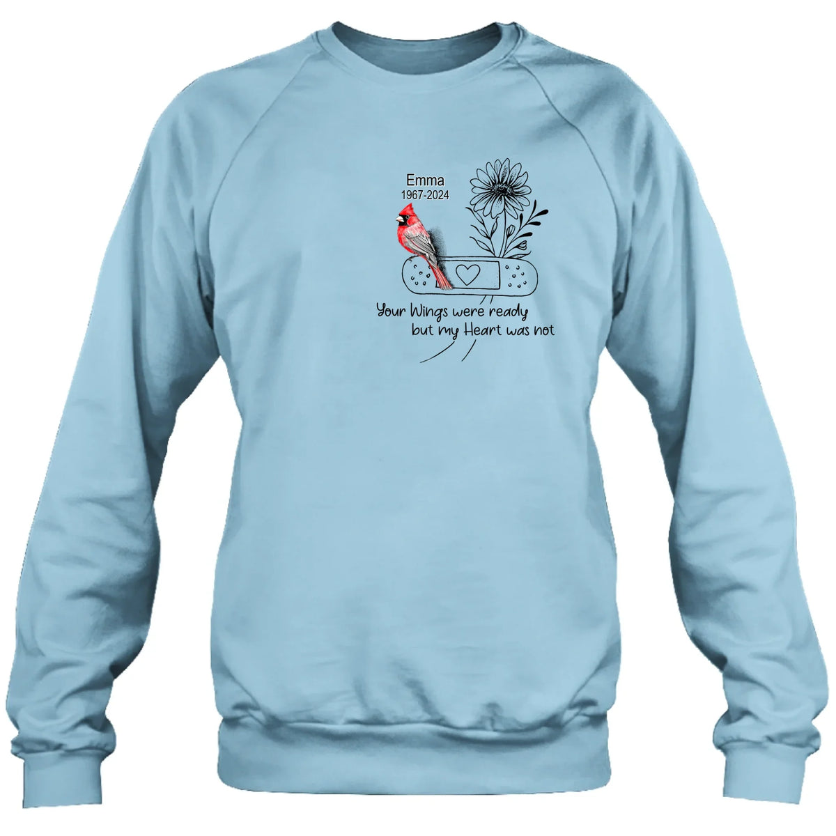 Personalized Memorial Cardinal Unisex T-shirt/Long Sleeve/Sweatshirt/Hoodie - Memorial Gift Idea - Your Wings Were Ready But My Heart Was Not