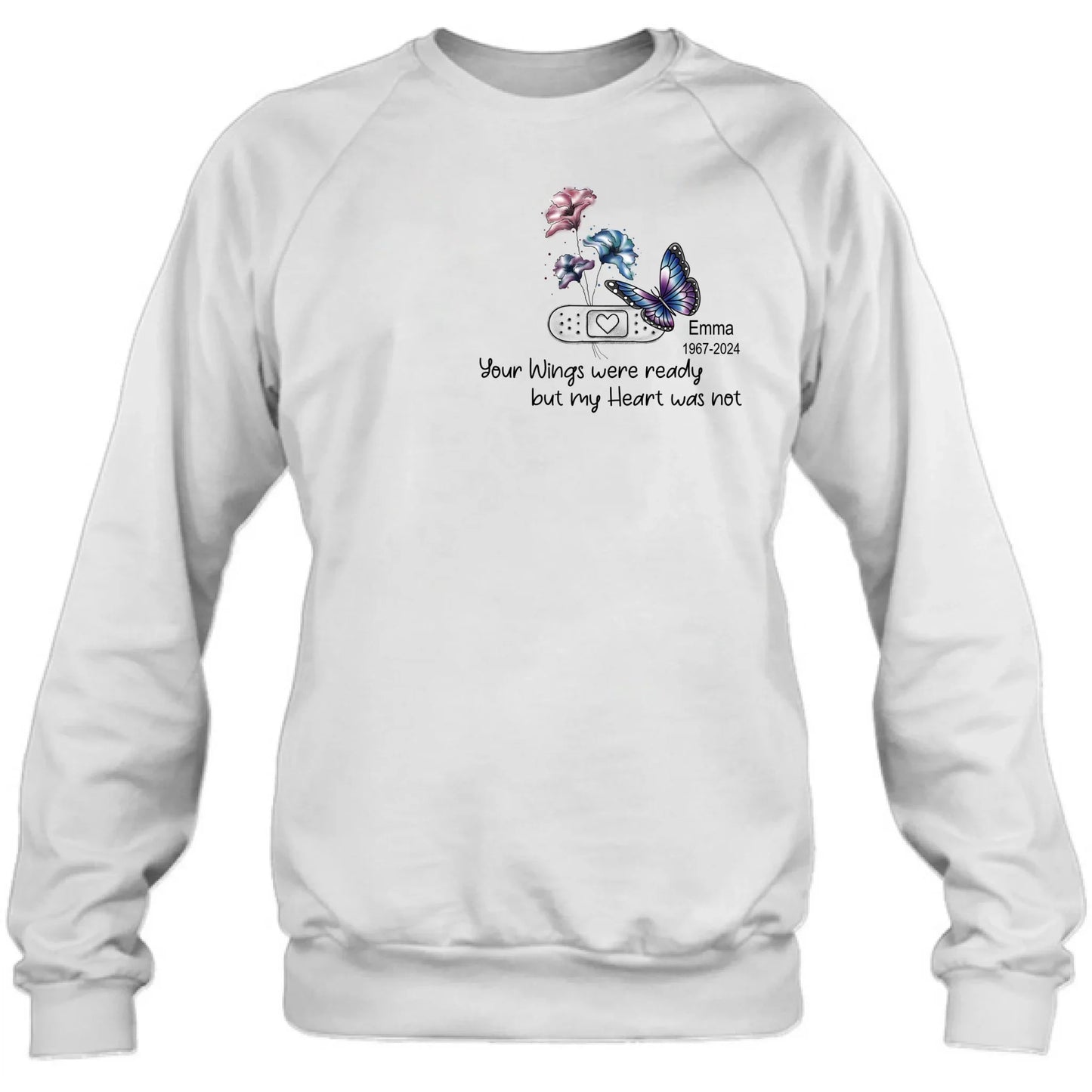 Personalized Memorial Butterfly Shirt/Hoodie - Up to 3 Butterflies - Memorial Gift Idea - Your Wings Were Ready But My Heart Was Not