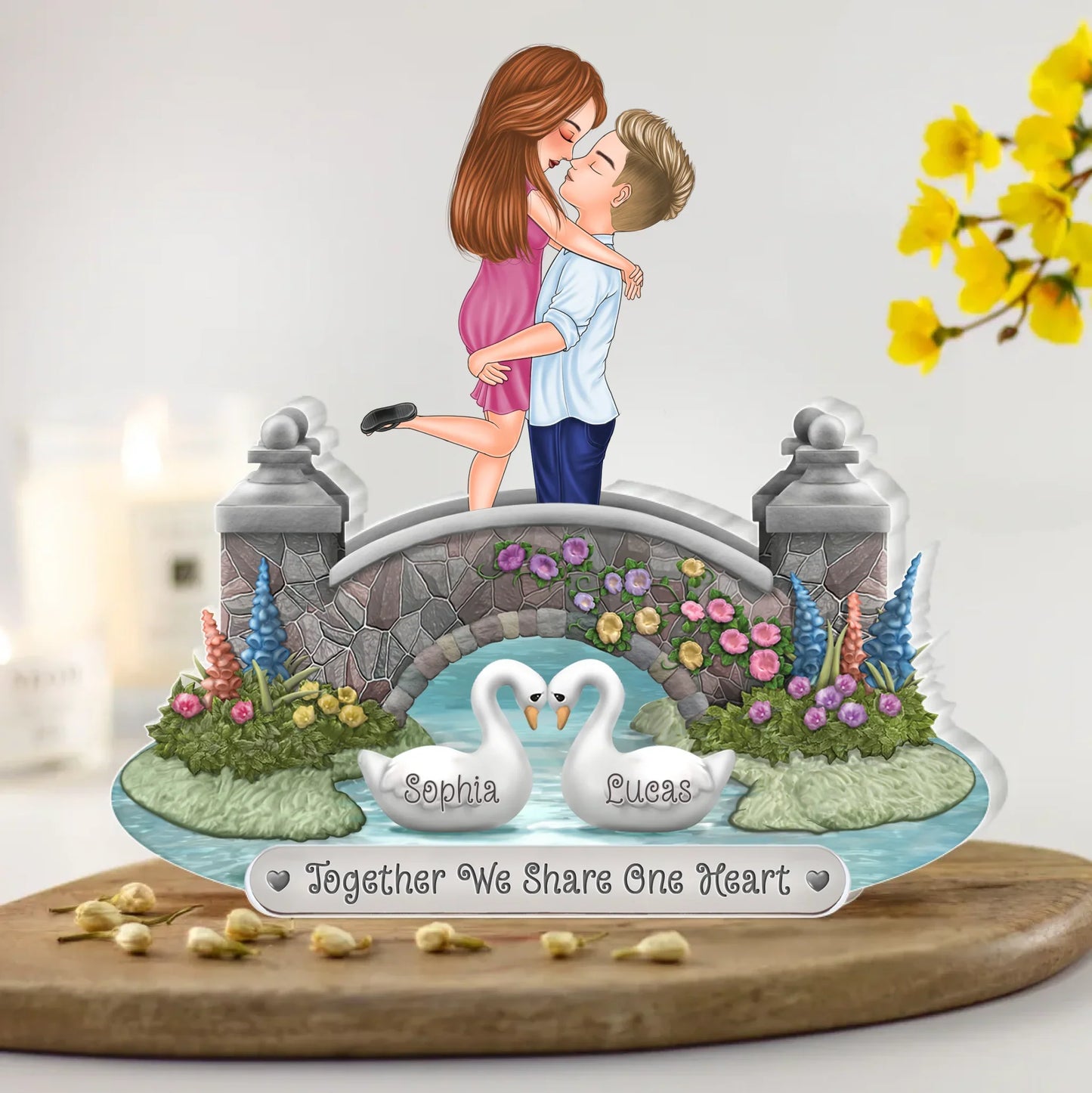 Personalized Couple Acrylic Plaque - Gift For Couple/Husband And Wife - Together We Share One Heart