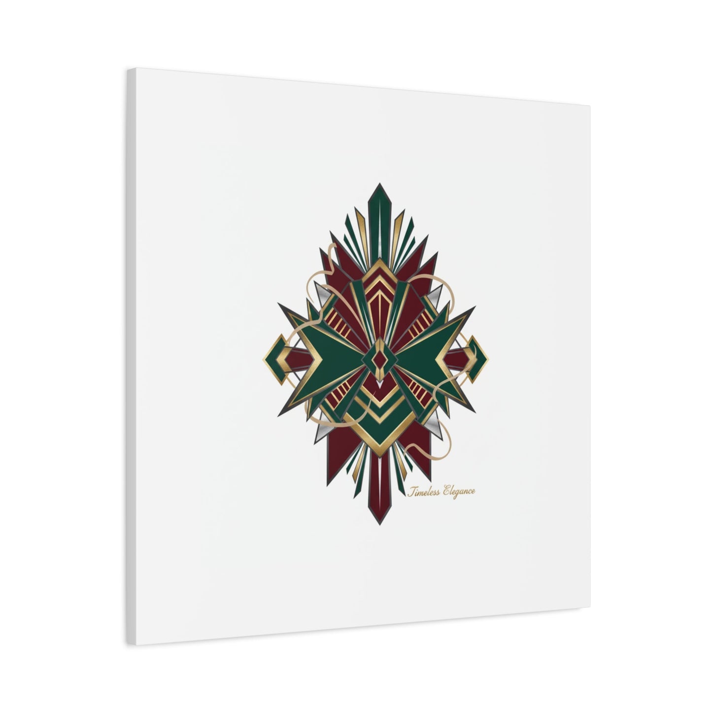Art Deco geometric brass print Canvas | Neo-Deco chrome & gold fan motif
