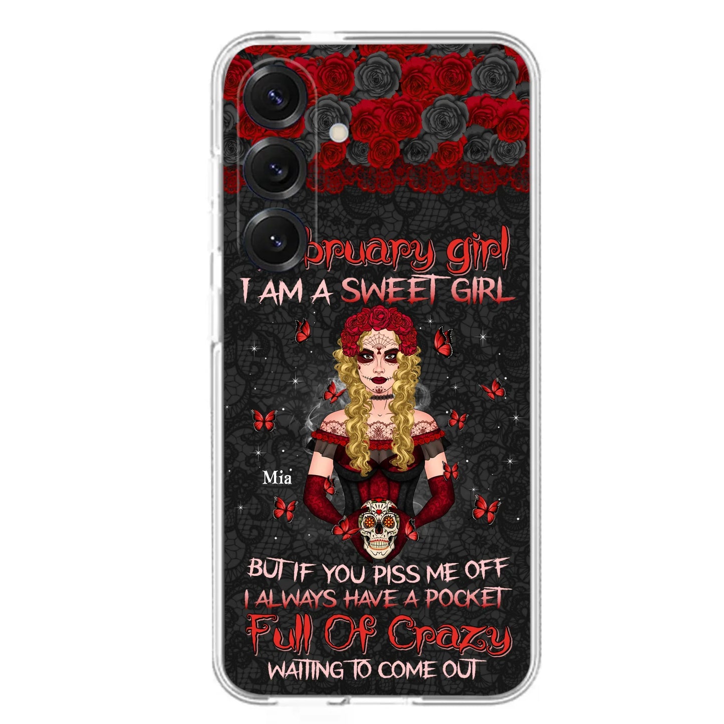 Custom Personalized Skull Girl Phone Case - Birthday Gift Idea For Skull Lover - I Am A Sweet Girl - Case For iPhone And Samsung