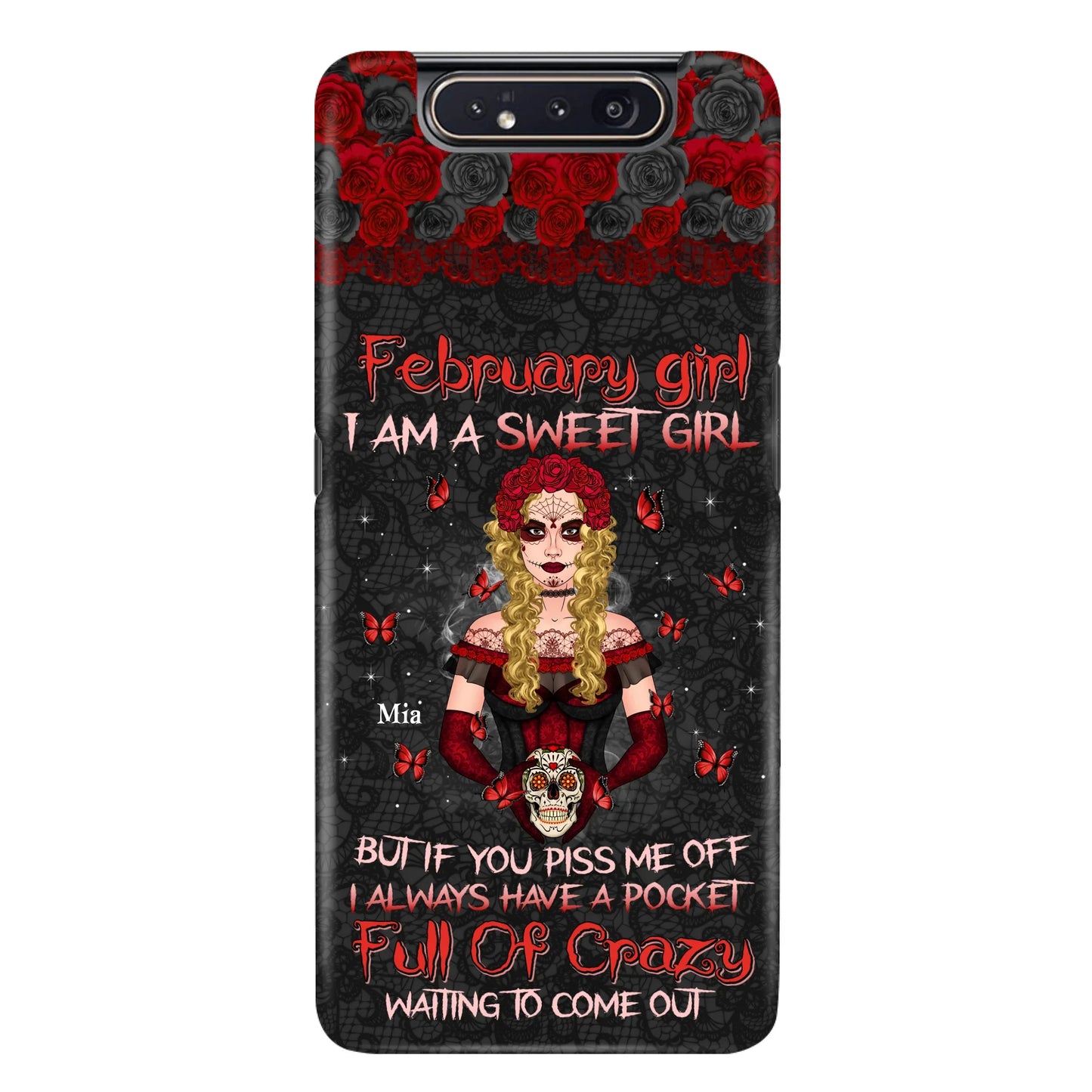 Custom Personalized Skull Girl Phone Case - Birthday Gift Idea For Skull Lover - I Am A Sweet Girl - Case For iPhone And Samsung