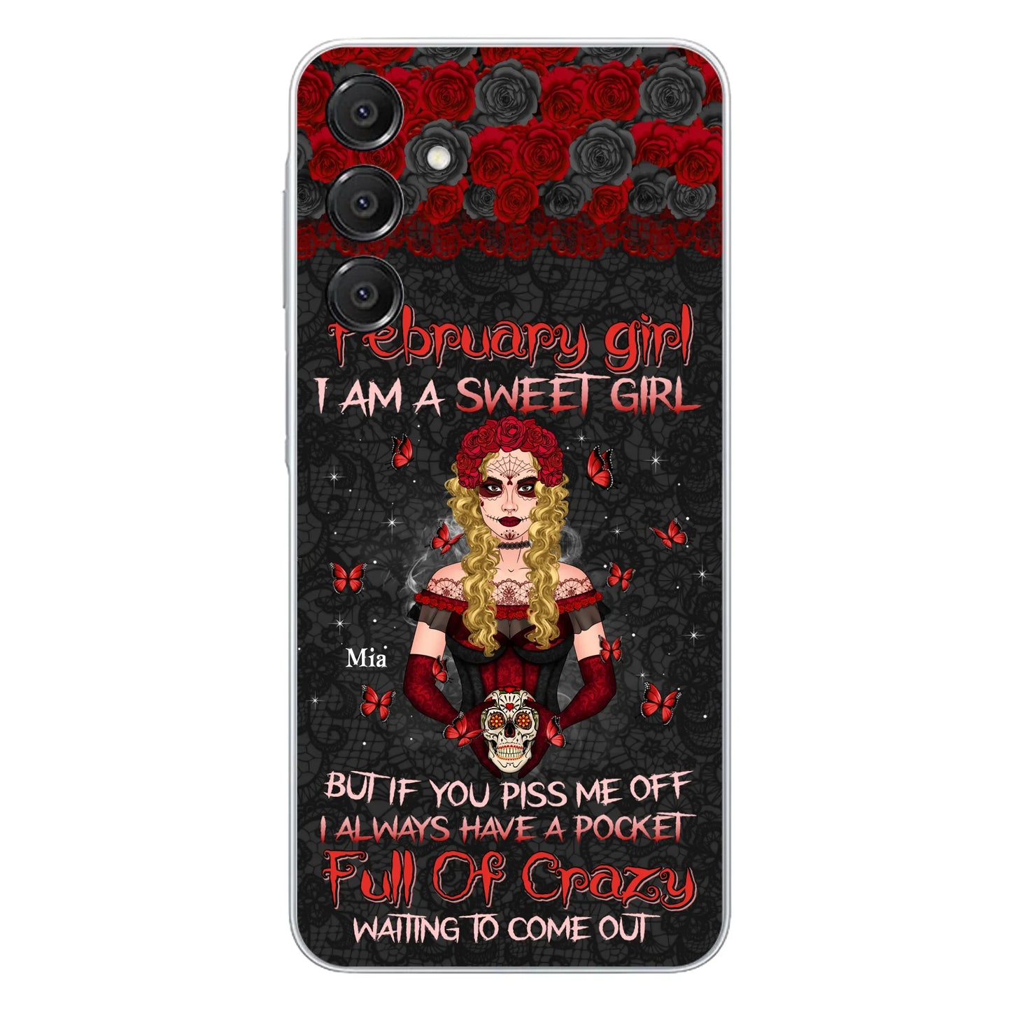 Custom Personalized Skull Girl Phone Case - Birthday Gift Idea For Skull Lover - I Am A Sweet Girl - Case For iPhone And Samsung