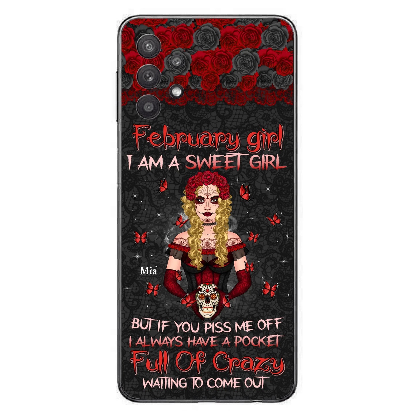 Custom Personalized Skull Girl Phone Case - Birthday Gift Idea For Skull Lover - I Am A Sweet Girl - Case For iPhone And Samsung